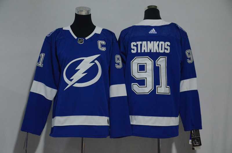 Youth Tampa Bay Lightning #91 Steven Stamkos Blue Adidas Stitched Jersey